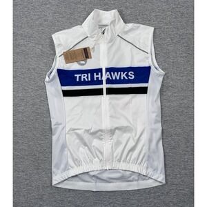 WYN Republic Cycling Gilet Mens Medium White Tri Hawks Full Zip Riding NEW